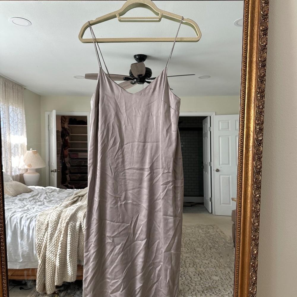 Madewell Silk Slip Dress Silver